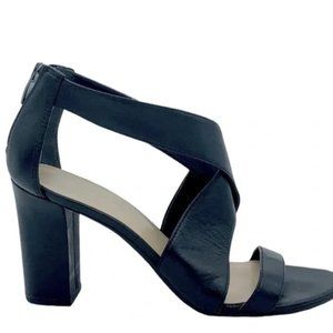 Via Spiga Leather Criss Cross Front Zip Closed Back Sandal Heels Size 7.5